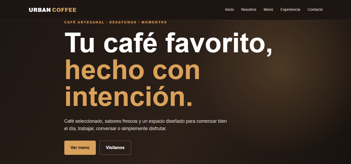 Sitio web Urban Coffee desarrollado por WR TECH